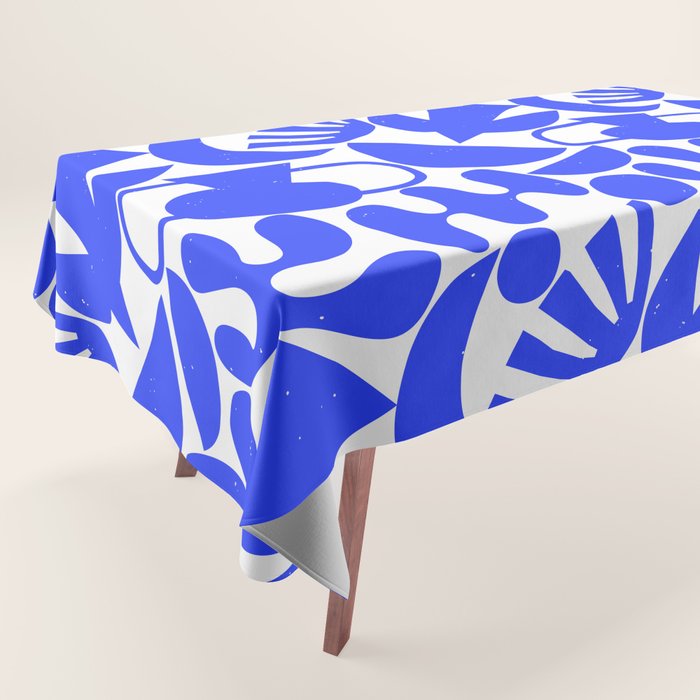 Abstract organic blue shape art pattern Tablecloth Gallery Image 1