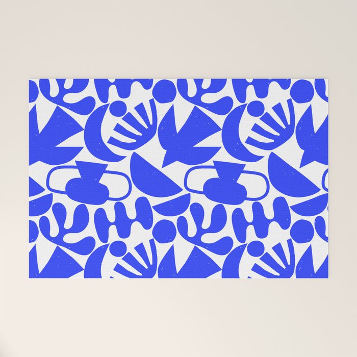 Abstract organic blue shape art pattern Welcome Mat Gallery Image 1