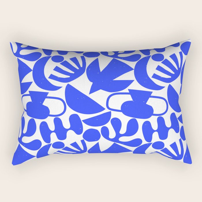 Abstract organic blue shape art pattern Rectangular Pillow Gallery Image 1