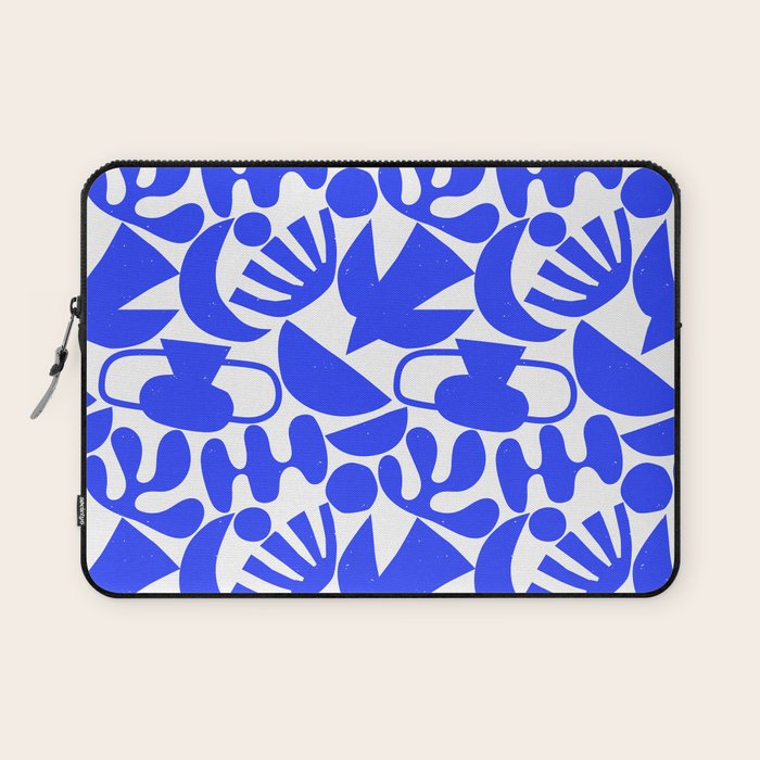 Abstract organic blue shape art pattern Laptop Sleeve Gallery Image 1