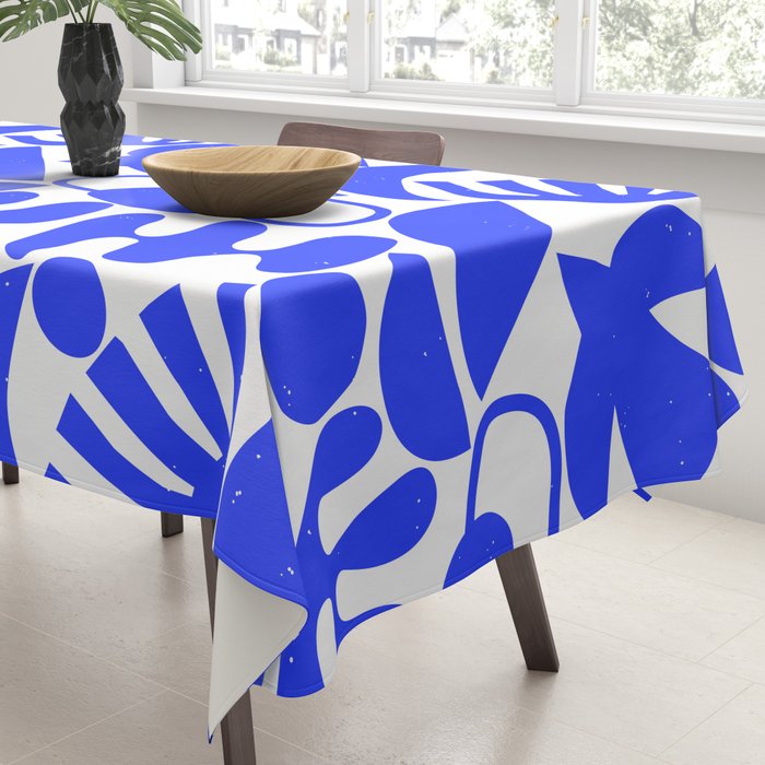 Abstract organic blue shape art pattern Tablecloth Gallery Image 3