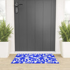 Abstract organic blue shape art pattern Welcome Mat Gallery Image 3