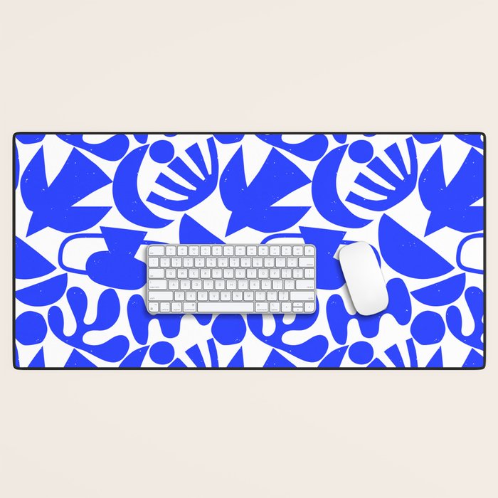 Abstract organic blue shape art pattern Desk Mat Gallery Image 1