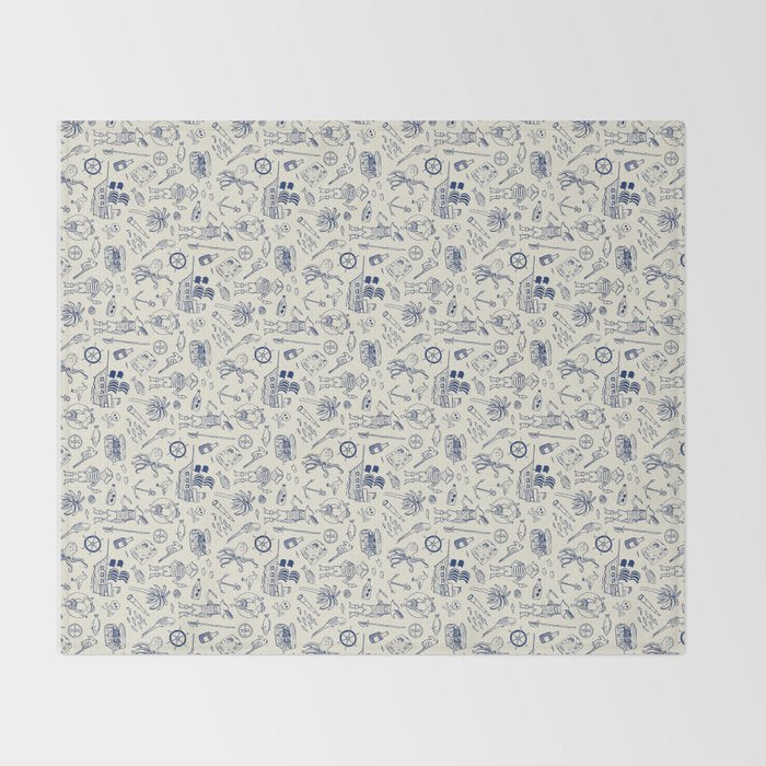 Pirate Play - Cream Throw Blanket Gallery Image 2
