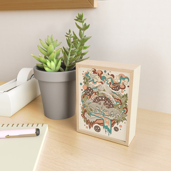 Lost Portal: Parasaurolophus | Retro Rainbow Palette | Dinosaur Science Fiction Art Mini Art Print Gallery Image 2