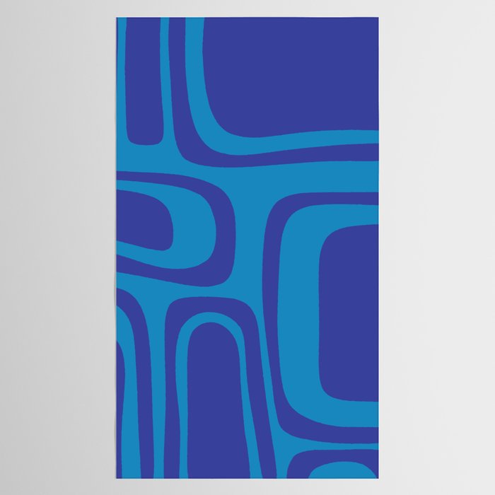 Blue Toned Abstract Mid Century Modern Palm Springs Pattern Tablecloth Gallery Image 2