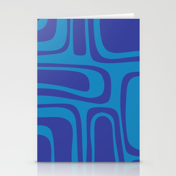 Blue Toned Abstract Mid Century Modern Palm Springs Pattern Stationery Card Gallery Image 2