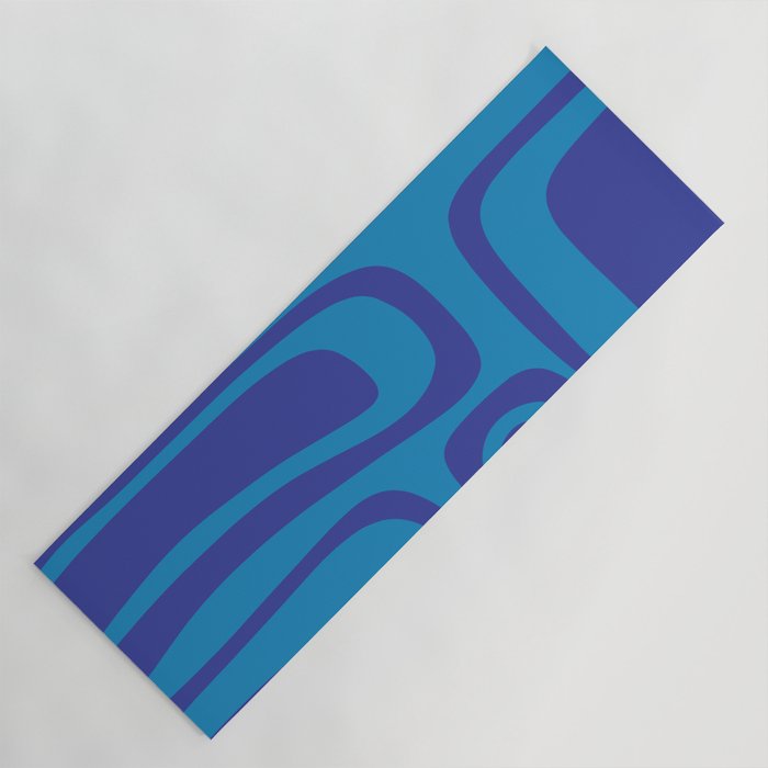 Blue Toned Abstract Mid Century Modern Palm Springs Pattern Yoga Mat Gallery Image 1