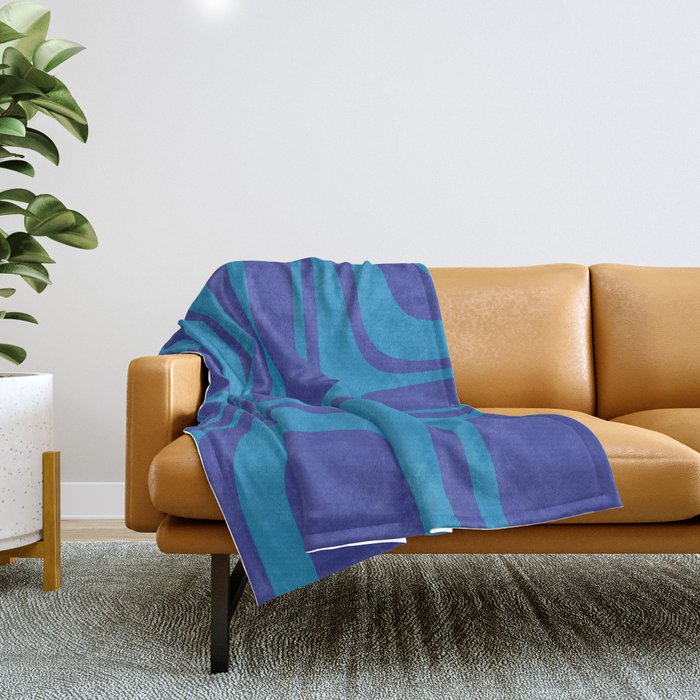 Blue Toned Abstract Mid Century Modern Palm Springs Pattern Throw Blanket Gallery Image 1