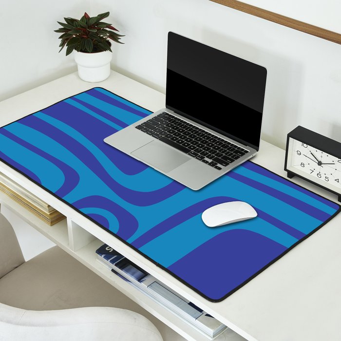 Blue Toned Abstract Mid Century Modern Palm Springs Pattern Desk Mat Gallery Image 2