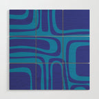 Blue Toned Abstract Mid Century Modern Palm Springs Pattern Wood Wall Art Gallery Image 1