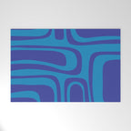 Blue Toned Abstract Mid Century Modern Palm Springs Pattern Welcome Mat Gallery Image 1