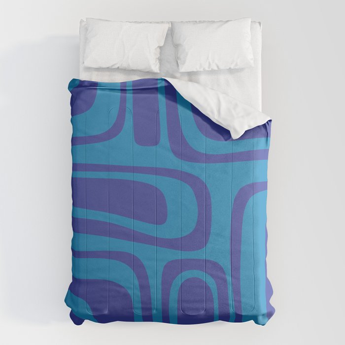 Blue Toned Abstract Mid Century Modern Palm Springs Pattern Comforter Gallery Image 1