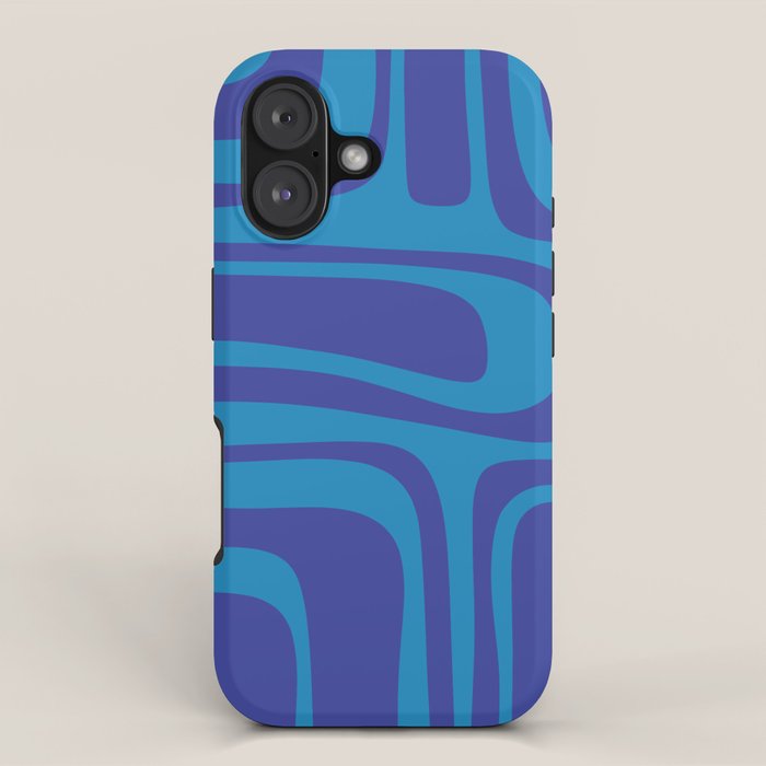 Blue Toned Abstract Mid Century Modern Palm Springs Pattern iPhone Case Gallery Image 1