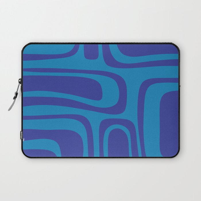 Blue Toned Abstract Mid Century Modern Palm Springs Pattern Laptop Sleeve Gallery Image 1