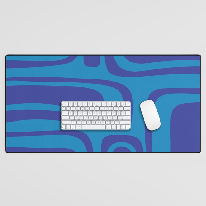 Blue Toned Abstract Mid Century Modern Palm Springs Pattern Desk Mat Gallery Image 1