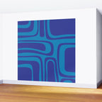 Blue Toned Abstract Mid Century Modern Palm Springs Pattern Wall Mural Gallery Image 2