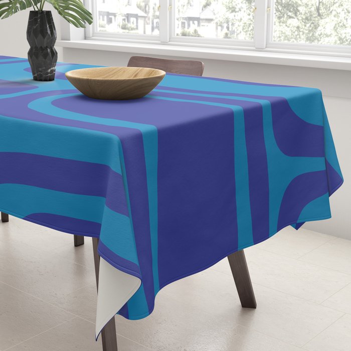 Blue Toned Abstract Mid Century Modern Palm Springs Pattern Tablecloth Gallery Image 3