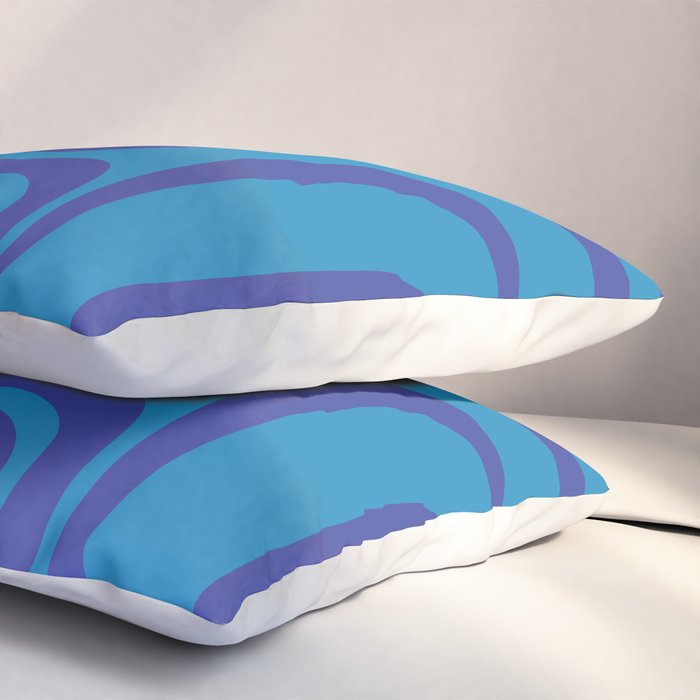 Blue Toned Abstract Mid Century Modern Palm Springs Pattern Pillow Sham Gallery Image 3