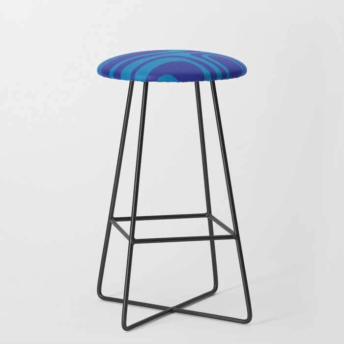 Blue Toned Abstract Mid Century Modern Palm Springs Pattern Stool Gallery Image 1