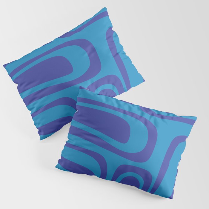 Blue Toned Abstract Mid Century Modern Palm Springs Pattern Pillow Sham Gallery Image 3