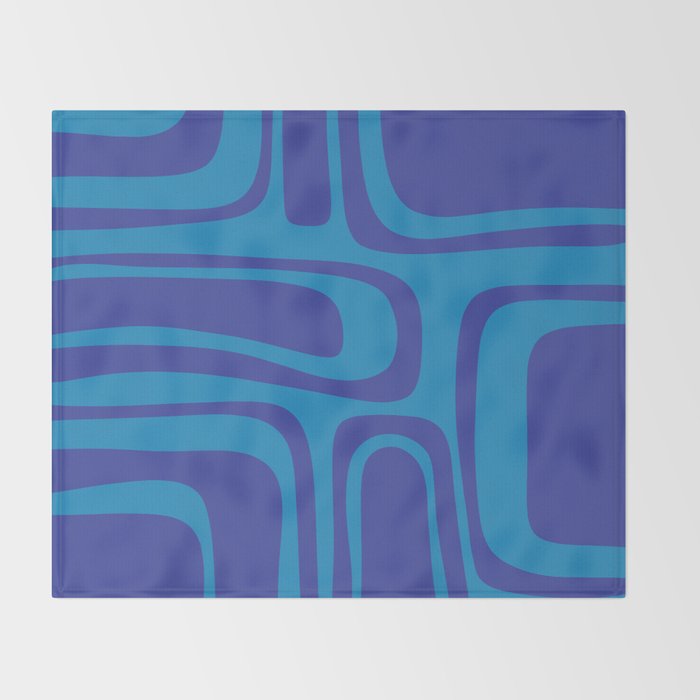 Blue Toned Abstract Mid Century Modern Palm Springs Pattern Throw Blanket Gallery Image 2