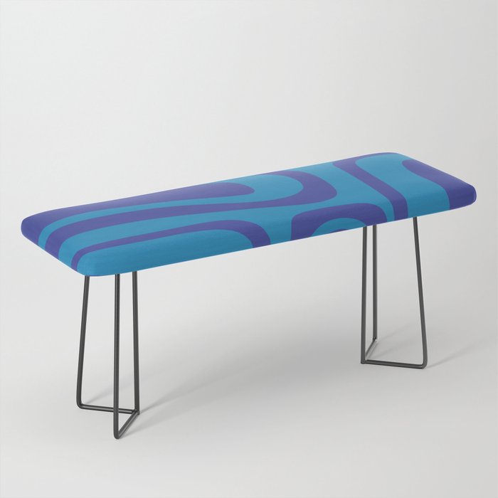 Blue Toned Abstract Mid Century Modern Palm Springs Pattern Bench Gallery Image 1