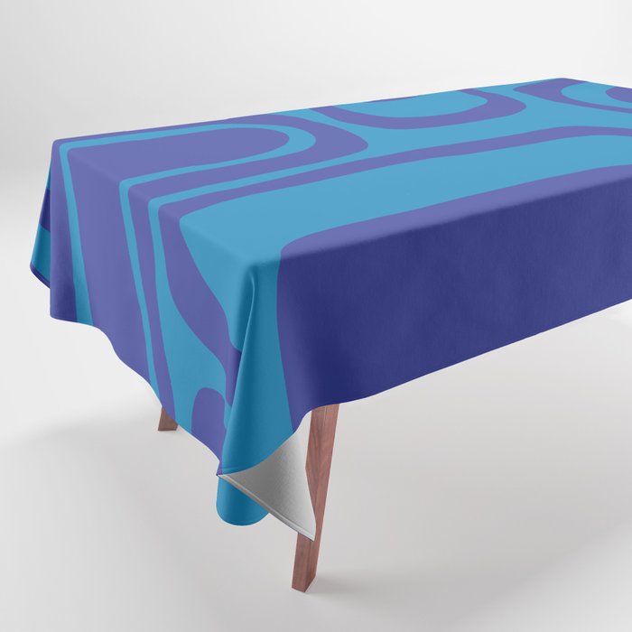 Blue Toned Abstract Mid Century Modern Palm Springs Pattern Tablecloth Gallery Image 1