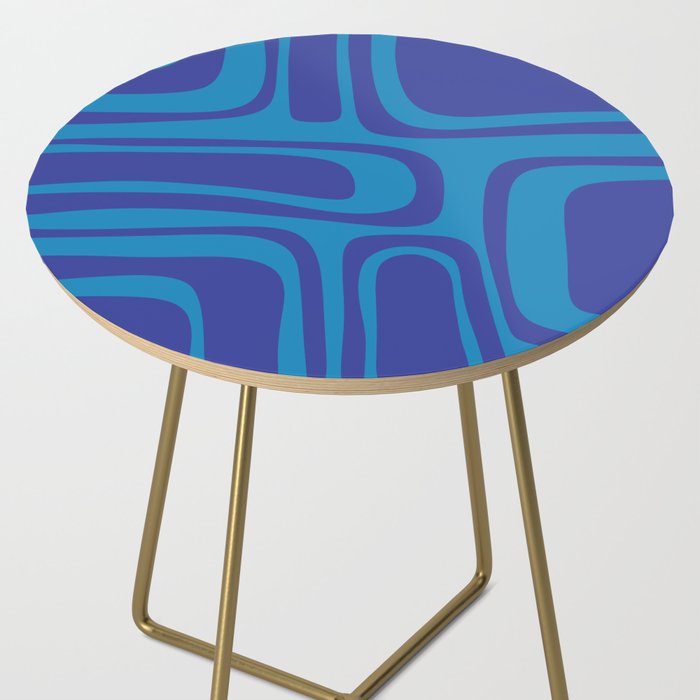 Blue Toned Abstract Mid Century Modern Palm Springs Pattern Side Table Gallery Image 2