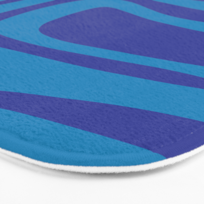Blue Toned Abstract Mid Century Modern Palm Springs Pattern Bath Mat Gallery Image 3