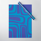 Blue Toned Abstract Mid Century Modern Palm Springs Pattern Wrapping Paper Gallery Image 1