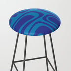 Blue Toned Abstract Mid Century Modern Palm Springs Pattern Stool Gallery Image 2