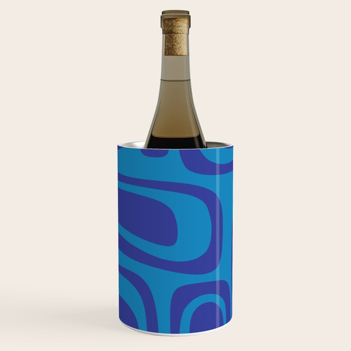 Blue Toned Abstract Mid Century Modern Palm Springs Pattern Wine Chiller Gallery Image 1