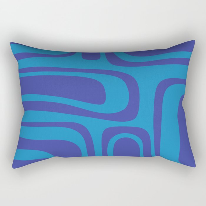 Blue Toned Abstract Mid Century Modern Palm Springs Pattern Rectangular Pillow Gallery Image 2