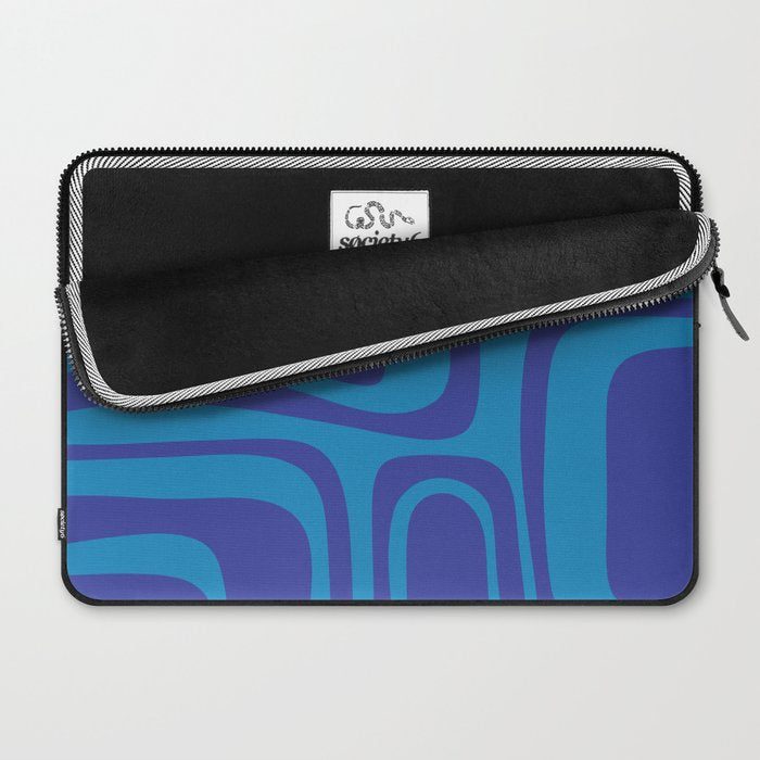 Blue Toned Abstract Mid Century Modern Palm Springs Pattern Laptop Sleeve Gallery Image 2