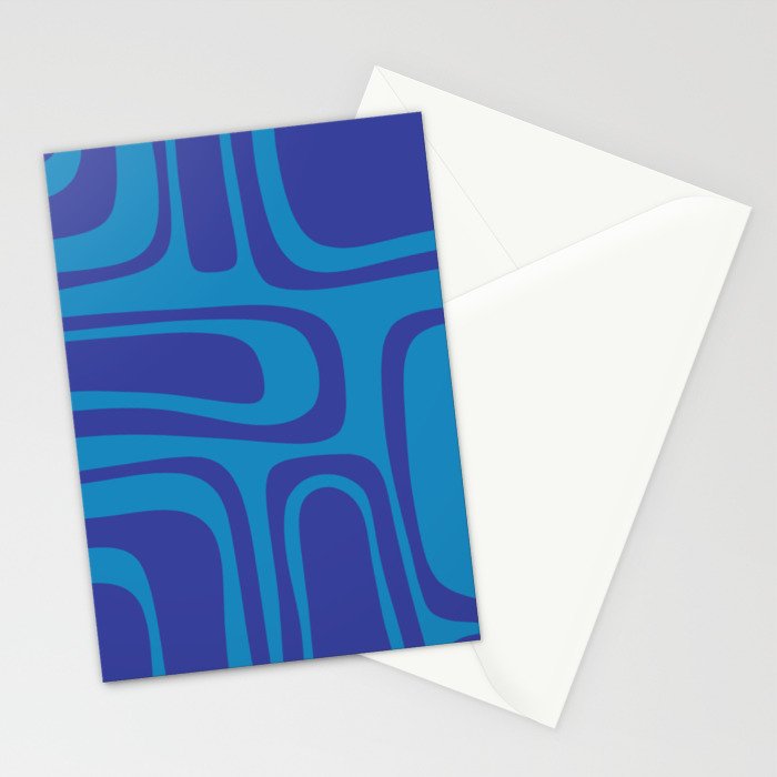 Blue Toned Abstract Mid Century Modern Palm Springs Pattern Stationery Card Gallery Image 2