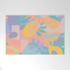 Lemons in Amalfi / Abstract shapes, Pink, Turquoise, Yellow, Lavender Welcome Mat Gallery Image 1