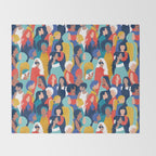 Every day we glow International Women's Day // midnight navy blue background teal, mint, electric blue neon orange red and gold humans  Throw Blanket Gallery Image 2