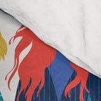 Every day we glow International Women's Day // midnight navy blue background teal, mint, electric blue neon orange red and gold humans  Comforter Gallery Image 4
