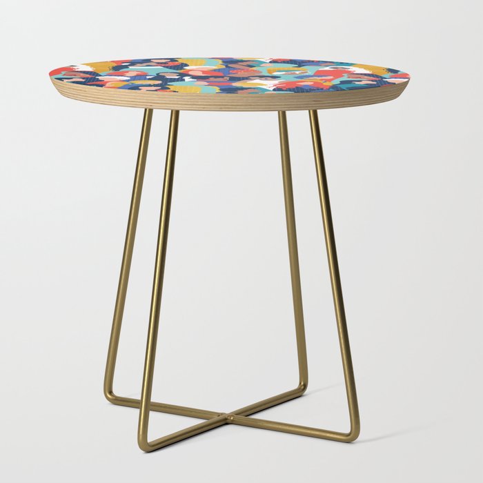 Every day we glow International Women's Day // midnight navy blue background teal, mint, electric blue neon orange red and gold humans  Side Table Gallery Image 1