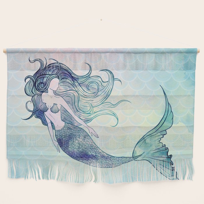 Watercolor Mermaid Wall Hanging Gallery Image 1