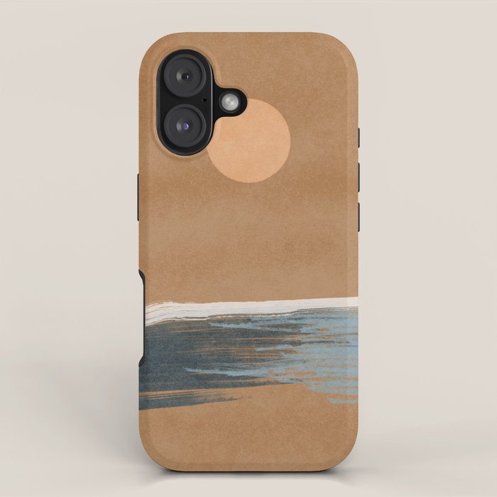 Sunset with minimal shapes on kraft paper iPhone Case Gallery Image 1