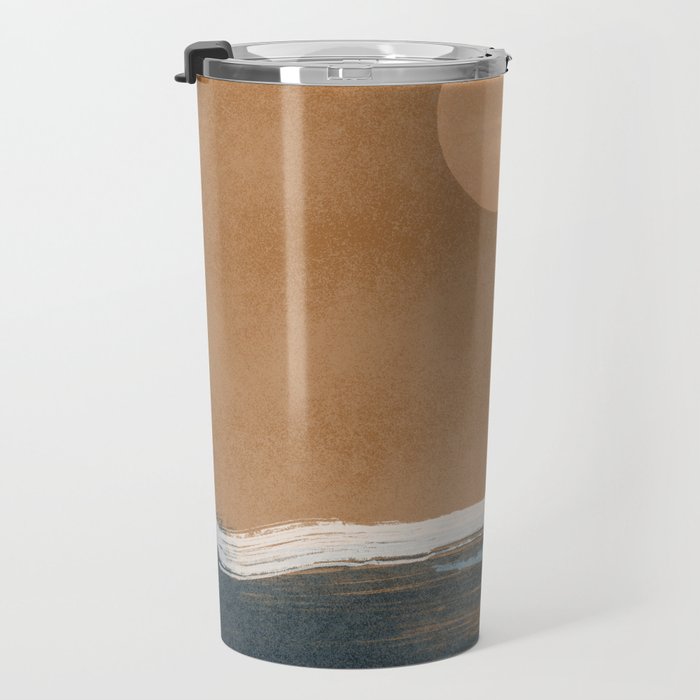 Sunset with minimal shapes on kraft paper Travel Mug Gallery Image 3