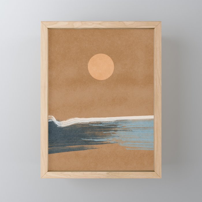 Sunset with minimal shapes on kraft paper Mini Art Print Gallery Image 1