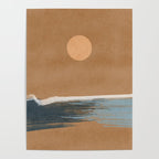Sunset with minimal shapes on kraft paper Poster Gallery Image 4