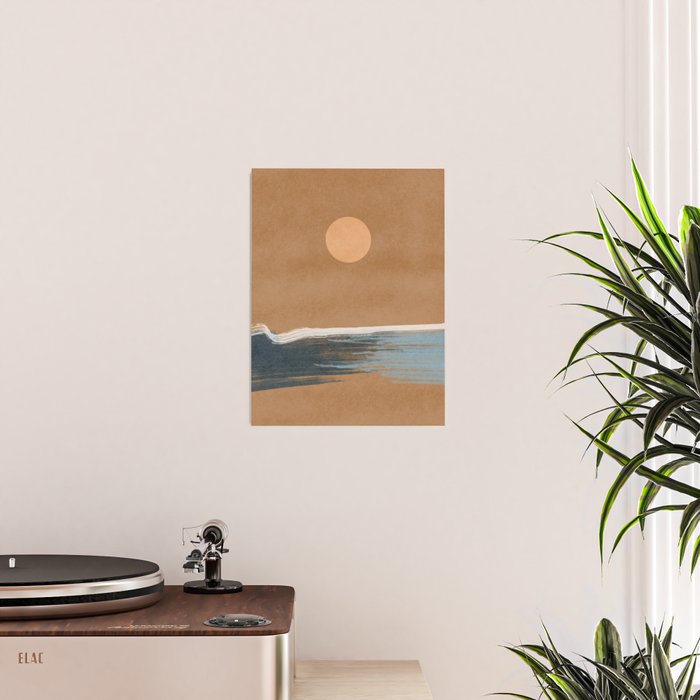 Sunset with minimal shapes on kraft paper Poster Gallery Image 2