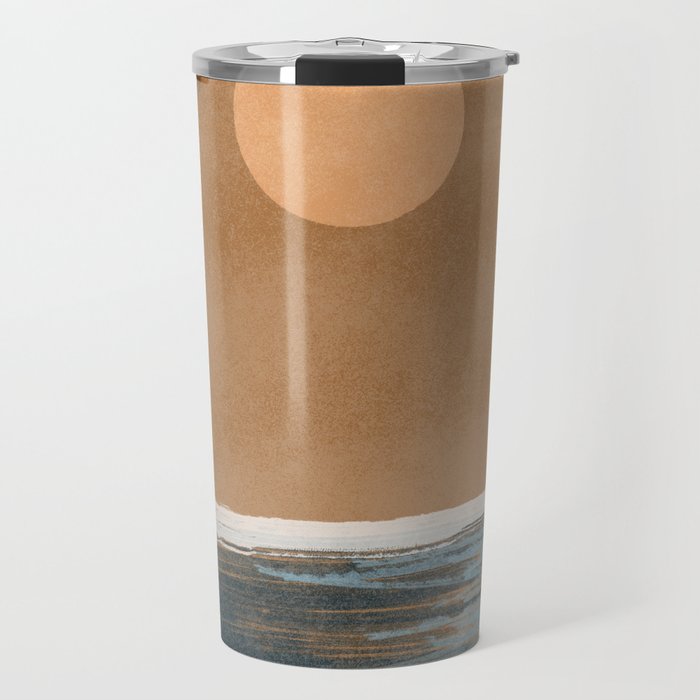 Sunset with minimal shapes on kraft paper Travel Mug Gallery Image 1