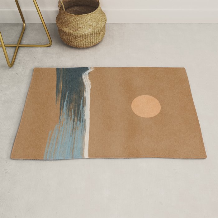 Sunset with minimal shapes on kraft paper Rug Gallery Image 1