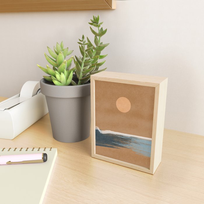 Sunset with minimal shapes on kraft paper Mini Art Print Gallery Image 2