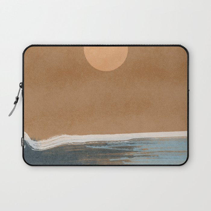 Sunset with minimal shapes on kraft paper Laptop Sleeve Gallery Image 1